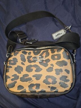 Coach Jamie Camera Bag in Leopard Print Crossbody Bag in Brown and Black